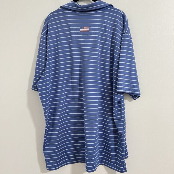 Fairway Green FG Tech Polo Shirt Men's XL Blue Striped USA Golf Quail Creek Top - Picture 3 of 8